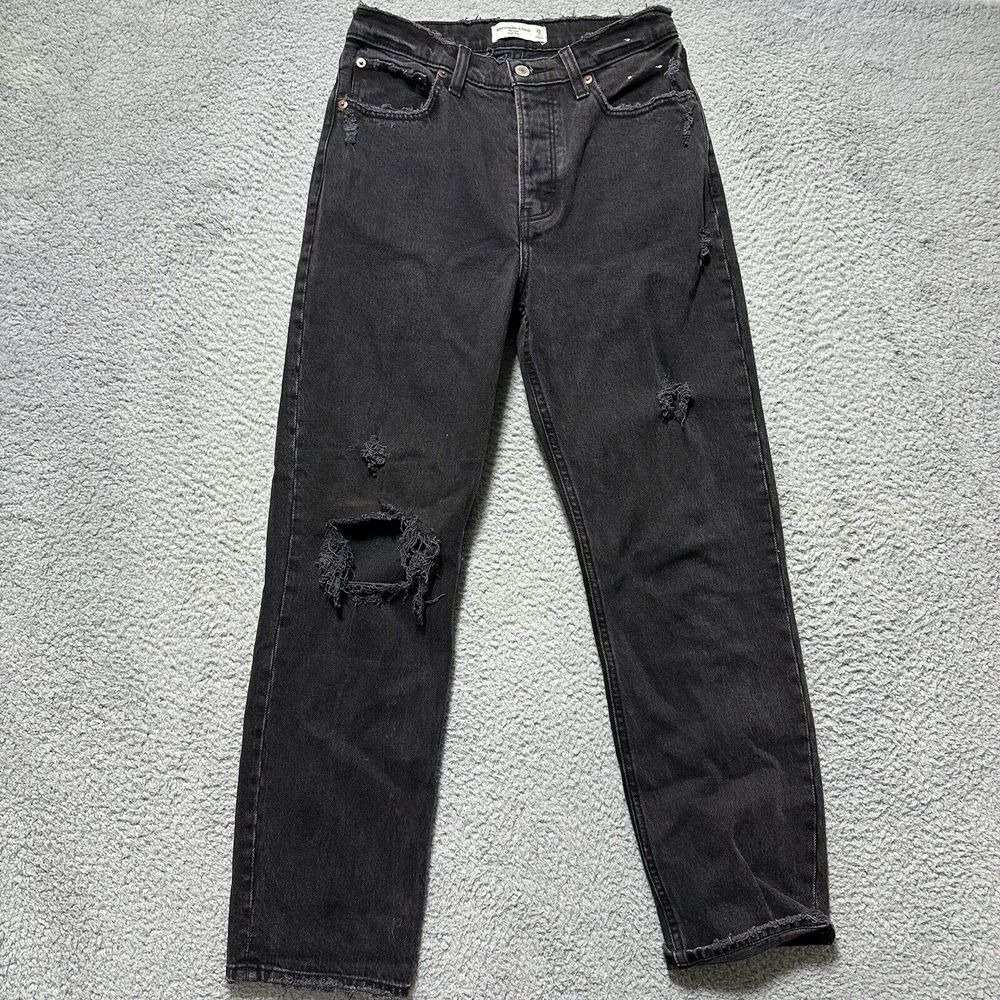 Abercrombie & Fitch Jeans Size 26/2s Womens The Dad High Rise Black Denim Grunge